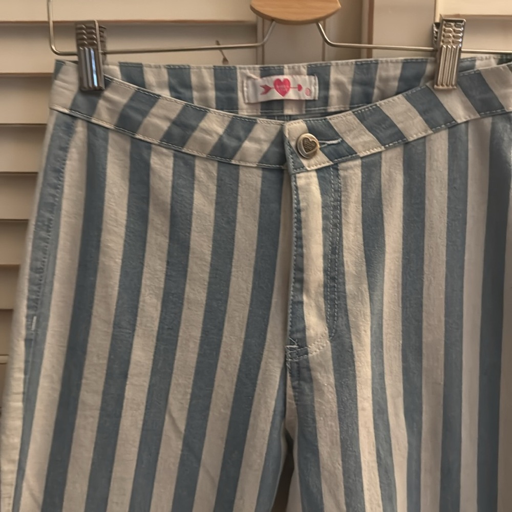 Buddy Love Moonshine Striped Flare Jeans Blue Size 27